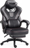 Dowinx Big and Tall Gaming Chair for Adults with Footrest, Massage Lumbar | Ergonomic High back with Pocket Spring Cusion Wide Seat, 90-135° Recline, Adjustable Height & Headrest for Home Office Black