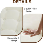 24 Inch Fabric Round Ottoman with Storage, Modern Upholstered Button Tufted Ottoman Coffee Table with Tray Lid, Circle Footstool with Storage for Living Room, Bedroom, White