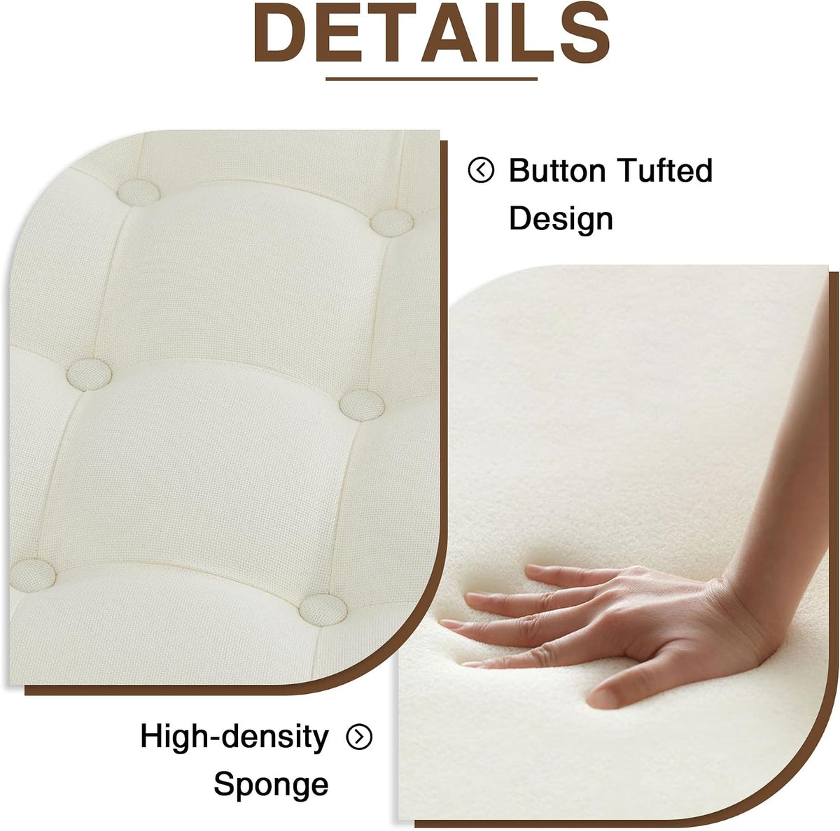 24 Inch Fabric Round Ottoman with Storage, Modern Upholstered Button Tufted Ottoman Coffee Table with Tray Lid, Circle Footstool with Storage for Living Room, Bedroom, White