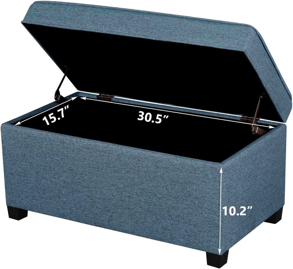 Adeco 31 Inches Storage Ottoman Bench, Non-Folding End of Bed Foot Rest Stools Ottoman with Thicker Foam Padded Seat, Upholstered Storage Chest for Living Room, Entryway, Bedroom