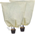 MIXC Plant Covers Freeze Protection, 31.4''×39.3'' Winter Cold Weather Frost Blankets Shrub Jacket with Drawstring Reusable Frost Protection Cloth for Outdoor Plants Fruit Tree Potted (2 Pack)
