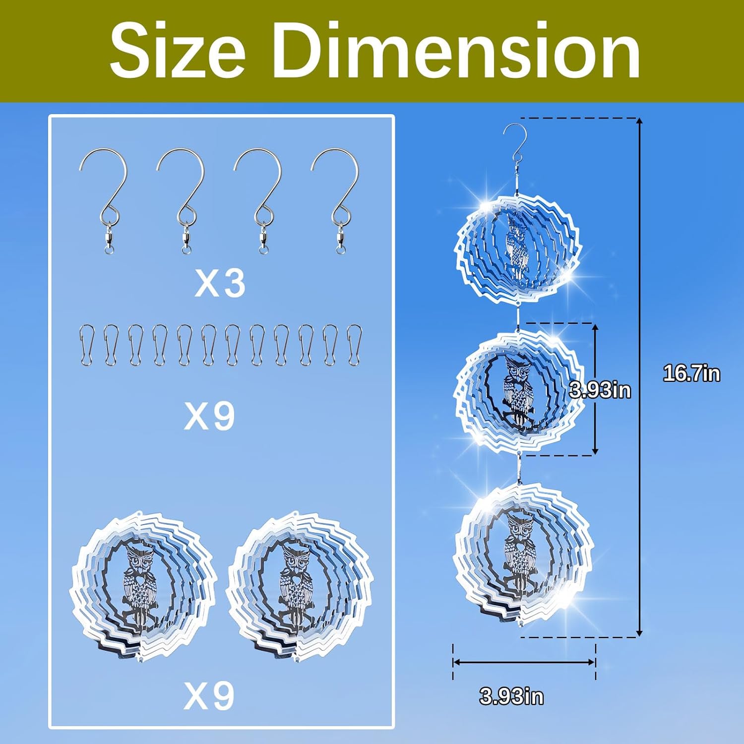 9 PCS Stainless Steel Bird deterrents for Outside,Crow Deterrent,3D Bird Scarer Discs Set Pigeon Deterrent,Bird reflectors to Keep Birds Away Woodpecker Deterrent for House