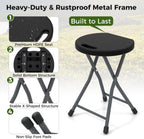 Giantex Folding Stool, 18” Height Foldable Bar Stools, Portable Folding Chairs with Built-in Carry Handle, 330lbs Capacity, Indoor & Outdoor Round Stools for Camping RV Party Event (1, Black)