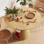 Farmhouse Round Dining Table for 4-5, 43" Round Wooden Kitchen Table with MDF Table Top Pedestal Base,Mid Century Modern Minimalist Dining Table for Dining Room Kitchen Living Room Small Space Oak