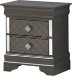 Metallic Black Modern Nightstand,for Small Spaces