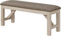 Dining Bench 48 Inch Upholstered Seat Cottage Style Chalk Gray Finish Cream Fabric Cushion Solid Wood Standard Height Bench for Dining Room Bedroom 76mm Cushion