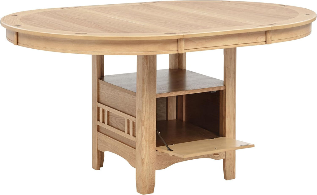 Coaster Home Furnishings - LAVON - Wood - Oval Extendable Dining Table with 18-Inch Extension Leaf, Storage Shelf & Closed Storage - Kitchen & Dining Room - 60-Inch - Light Oak - 106620