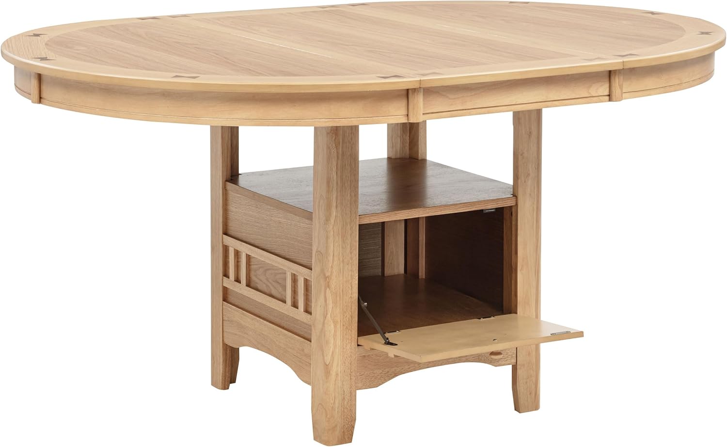 Coaster Home Furnishings - LAVON - Wood - Oval Extendable Dining Table with 18-Inch Extension Leaf, Storage Shelf & Closed Storage - Kitchen & Dining Room - 60-Inch - Light Oak - 106620
