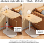 Pedestal Adjustable c Table for Small Spaces，C Shaped End Table Desktop can Turn 360° and the Height of the Sofa Small TV Tray Table Can be Adjusted for Couch