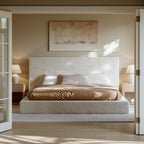 Evermagin White King Upholstered Cloud Bed Frame with Headboard