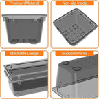 WOWBOX 8 PCS Clear Plastic Drawer Organizer Set, 4 Sizes Desk Drawer Organization and Storage Containers for Makeup, Cosmetics, Jewelry and Gadgets in Kitchen, Bathroom, Bedroom, Office, Clear Black