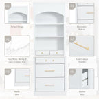 Mirightone 83.7Inch Tall Kitchen Pantry Cabinet, Corner Cabinet with 5 Storage Drawers and Adjustable Shelf, Freestanding Kitchen Pantry with Faux Marble Top, Set of 2, White