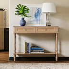 ARTPOWER Console Table for Entryway with 2 Drawers-Minimal Assembly,Retro Entryway Table with Storage Cabinets and Open Shelf,Narrow Long Couch Table Behind Sofa for Living Room,Foyer,Hallway,Natural