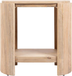 Kate and Laurel Cakora Modern Capsule Ribbed Mango Wood Side Table, 22 x 13 x 22, Light Natural, Boho Decorative Two-Tier End Table for Use as a Bedroom Nightstand or Living Room Plant Stand