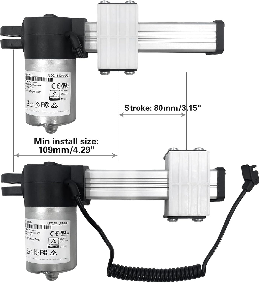 Motor Model JLDQ-18 JLDQ.18.109.80F01 Replace JLDQ-12B JLDQ.12.109.80 | 1 Connector Stroke 80mm Linear Actuator for Electric Sofa Lift Chair Power Recliner Parts Replacement