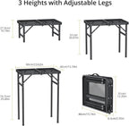 Anbte 2ft Folding Camping Grill Table Max 29.5", 3 Adjustable Height, Black | Heat-Resistant Mesh Tabletop, Waterproof, Portable Metal Grill Table, Lightweight, For Camp Cooking BBQ Outdoor, 23" X 16"
