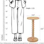 Drink Table, Boho Rattan Small Round Side Table for Small Spaces, Solid Wood Circle End Table for Living Room, Pedestal Table for Couch, Bedroom, Corners, Natural