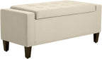 Elegant Linen Tufted Storage Ottoman Bench Lift Top Beige Contemporary Design Premium Upholstery Sturdy Construction Versatile Storage Solution