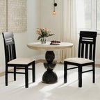 Giantex Wooden Dining Chairs Set of 2, High Back Black Dining Room Chairs with Padded Seat & Rubber Wood Frame, PU Leather Farmhouse Side Chairs for Kitchen Living Room