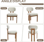 RGZ Mid Century Wooden Dining Chairs Set of 4, Modern Fabric Upholstered Beige Kitchen Chair with Curved Backrest, Farmhouse Dinner Chairs and Wood Frame Legs for Kitchen, Living Room, Home