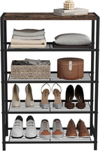 HOMEFORT 5-Tier Shoe Rack, Shoe Storage Shelf with MDF Top Board, Shoe Rack Organizer, Each Tier Fits 3 Pairs, Entryway Shoe Stand with Sturdy Shelves, Rustic Brown