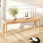 Dining Bench 55.1" Wood Solid Oak Wooden Bed End/Entryway Bench for Bedroom Living Room Kitchen(Nature)