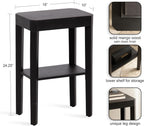 Kate and Laurel Talcott Modern Rectangle Wood Side Table, 16 x 10 x 25, Black, Transitional Decorative Two-Tier End Table for Use as a Bedroom Nightstand or Living Room Accent