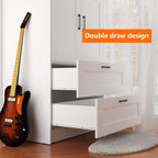 Fenghua Lizhi 3 Doors Wooden Wardrobe Closet Armoire, White Storage Cabinet for Hanging Clothes, Bedroom Large Capacity Freestanding Armoire,Wood Wardrobe Combination with Shelves (2drawer, White)