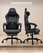 Dowinx Ergonomic High Back Gaming Chair for Adults with Massager Black | Shiatsu Neck Massage and Dual Point Massage Lumbar Pillow with Pocket Spring Cushion, 90-145°Recline for Home Office Gaming