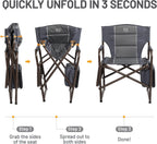Timber Ridge Folding Camping Chair with Cooler Bag, Director Chair Foldable with Side Table for Adults, Camp Chairs for Outdoor, Lawn, Sports, Fishing, Heavy Duty Supports 300lbs, Grey-2 Pack