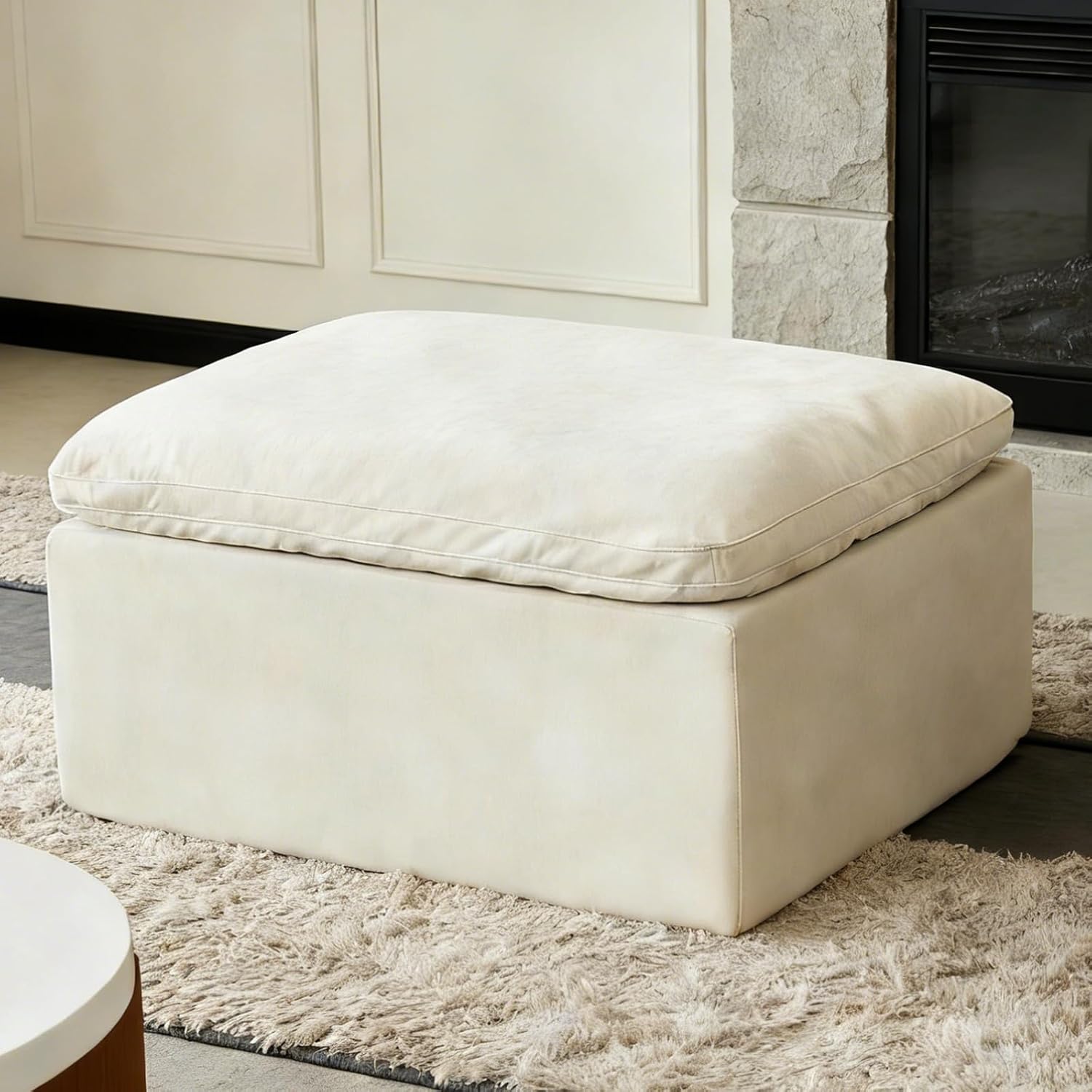 Modular Sectional Sofa Foot Rest for Couch, Modern Cloud Couches Ottoman | Upholstered Couch Foot Stool for Living Room, Movable, No Assembly Required, Ottoman, Beige