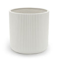 Amazon Basics Fluted Ceramic Planter Pot for Indoor Outdoor Plants, Round Flower Pot with Drainage Hole, 8-inch, White