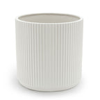 Amazon Basics Fluted Ceramic Planter Pot for Indoor Outdoor Plants, Round Flower Pot with Drainage Hole, 8-inch, White