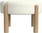 HomePop Luna 22" Round Ottoman - Cream Boucle