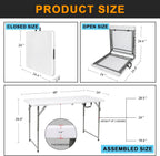 2-PCS 48" W x 24" D x 29.5" H - 4FT White Folding Table Heavy Duty Portable, Plastic Folding Utility Folding Table for Camping, Picnics & Parties