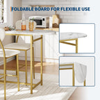 Garvee Dining Table Set for 2, 3-Piece Expandable Bar Table and Chairs Set | Bar Table and Chairs Set with Storage Shelves and Wine Rack, Small Kitchen Dining Set for Living Room, Apartment