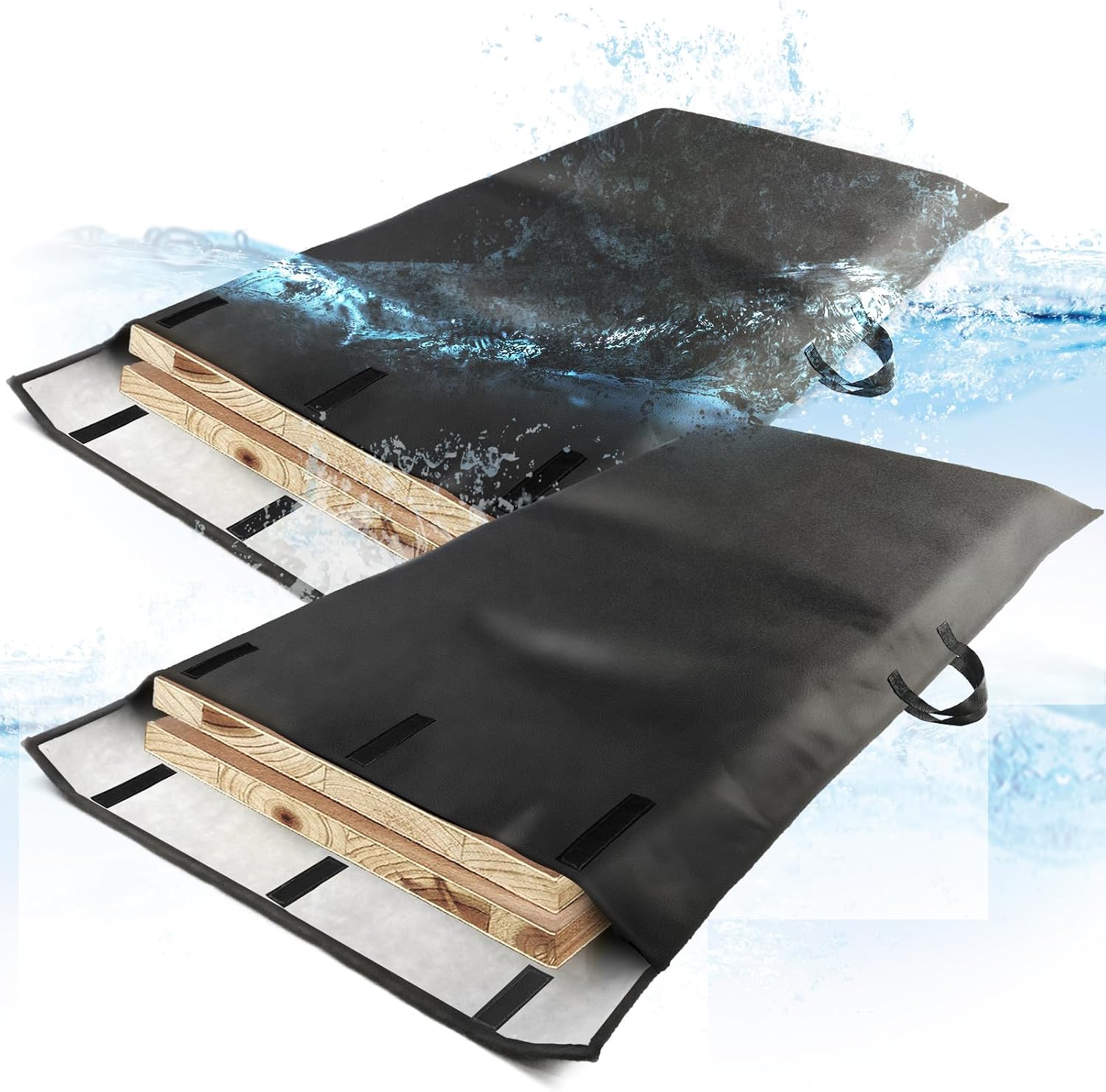 Table Leaf Storage Bag Padded 2 Pack, Adjustable Closure, 51x 28in | Heavy Duty Dining Table Leaf Bag, Extra Thick Flannel Backing Table Leaf Covers for Storage, Water-Resistant, 51x 28in, Black
