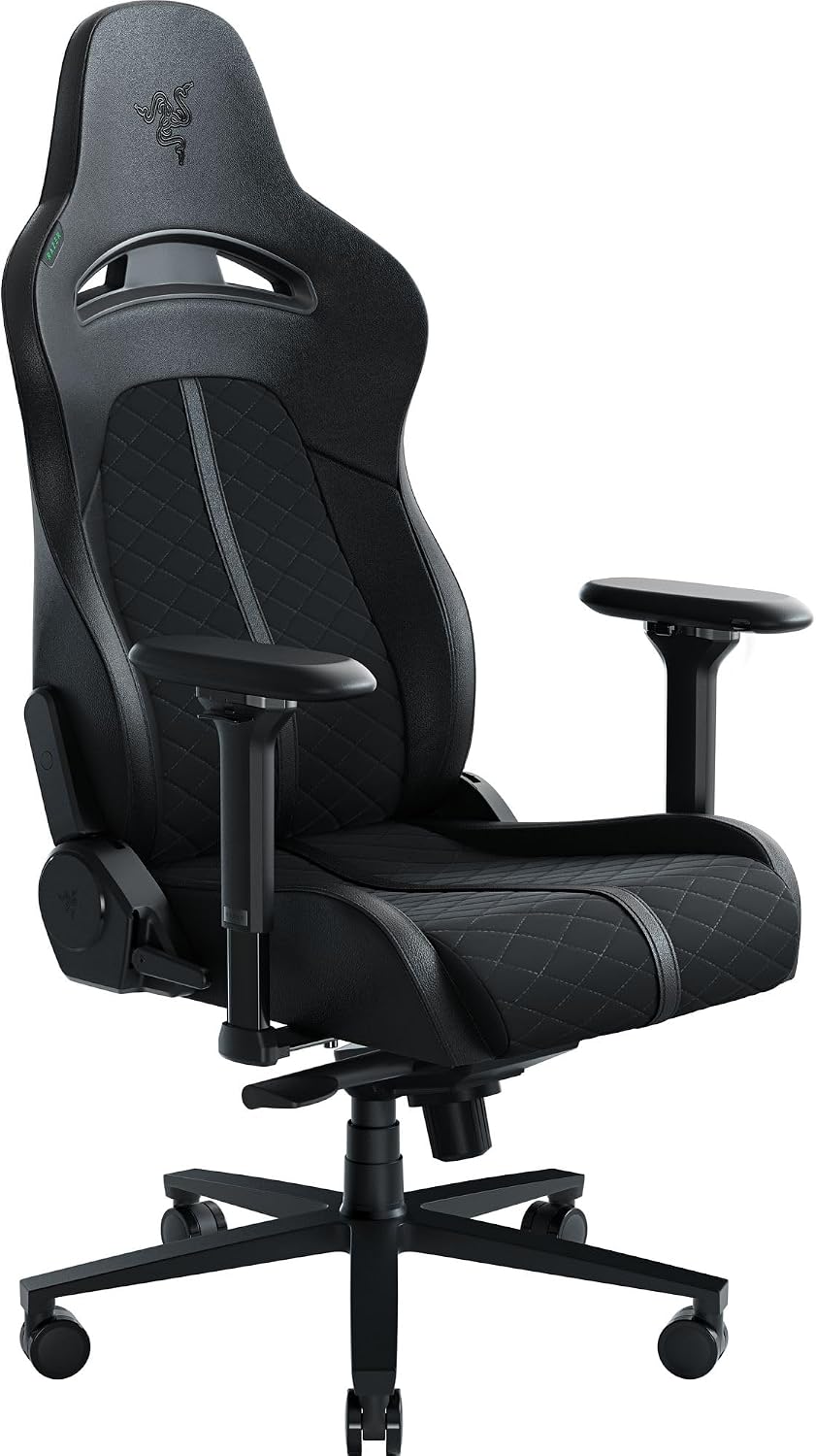 Razer Enki Gaming Chair, Built-in Lumbar Arch, All-Day Comfort, Black | Optimized Cushion Density, Dual-Textured, Eco-Friendly Synthetic Leather, Adjustable 152-degree Recline