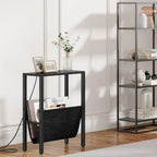 Vagusicc Narrow End Table with Charging Station, Narrow Nightstand with USB Ports & Outlet, Slim Sofa Side Table, Black End Table, Small Side Table for Small Spaces, Living Room, Bedroom, Black