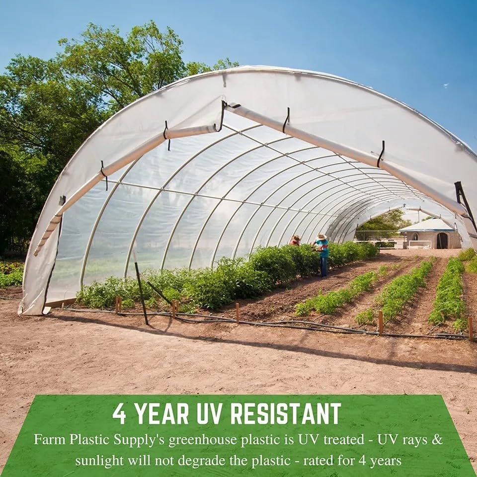Farm Plastic Supply 4 Year Clear 6 mil Greenhouse Plastic Sheeting - Clear Greenhouse Plastic Sheeting, Polyethylene Film, Transparent Film (50' x 40')