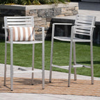 Saiveina Outdoor 29.50" Barstools with Rust-Proof Aluminum Frame, Set of 2, Silver
