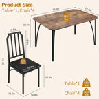GAOMON 5-Piece Dining Table Set for 4, Modern Kitchen Table with Chamfered Design and Upholstered Chairs, Leather-Cushioned Seats for Small Spaces and Apartments, Space-Saving (Brown/Black,5 Pack)
