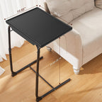 HUANUO Adjustable TV Tray Table - Foldable TV Tray with 6 Height & 3 Tilt Angle Adjustments, TV Dinner Tray with Cup Holder for Couch, Bed, Sofa and Chair (Black)