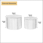 Round Nesting Coffee Table Set of 2, Wood Side Tables with Storage | Fluted Walnut Accent and End Tables Sets, Mid Century Modern, Living room, bedroom, office, small spaces, Black