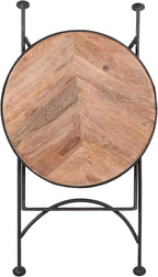 East at Main Nadine Round Folding Side Table, Sand Mango Wood & Black Iron, Small Space End Table