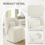 KISLOT Upholstered Dining Chairs with Wheels, Easy Assembly Stain Resistant Fabric Modern Barrel Armchair with Lumbar Cushion, Dining Room Chairs for Kitchen Living Room Bedroom, Beige, Set of 1