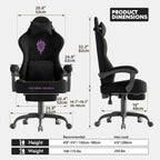 Soontrans Black Velvet Fabric Gaming Chairs with Footrest, Ergonomic Comfortable Video Gamer Chair, Reclining Office Computer Desk Game Chairs with Massage Lumbar Cushion,Headrest for Adult