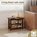 Shoe Bench with Leather Cushion,Wood Bench with Shoe Rack,2-Tier Shoe Storage Organizer for Entryway,Hallway,Living Room (2-Tier-23.6", Rubberwood)