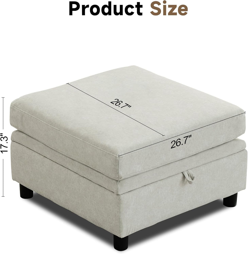 Korser Ottoman Module for Modular Sectional Sofa, Storage Ottoman Seat for Convertible Sectional Sofa Couch, Personalized Combination, Beige