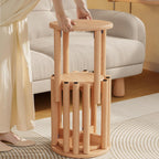Stackable Stools Set of 4, 100% Solid Wood Stool No Installation Required, Side Table Multifunctional Space Saving 18 Inch Round Stool Modular Interlocking Coffe Table for Living Room